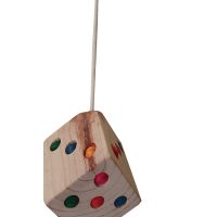 This wooden hanging die is one size.
